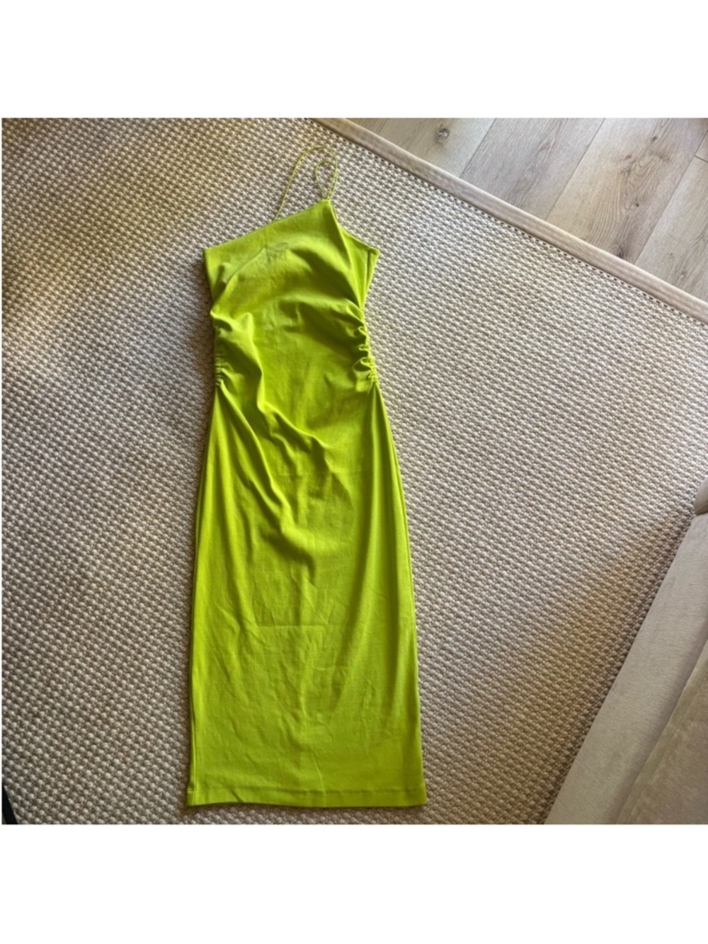Zara Neon Lime Slip Midi Dress